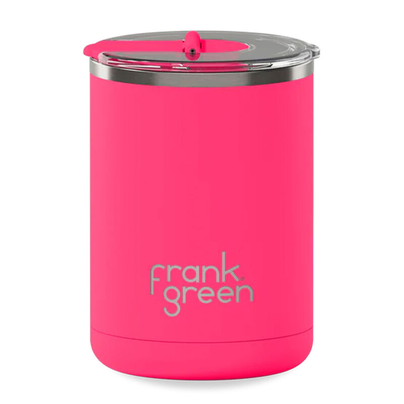 frank green 12oz Ceramic Cup with Hinged Lid Neon Pink image number 0